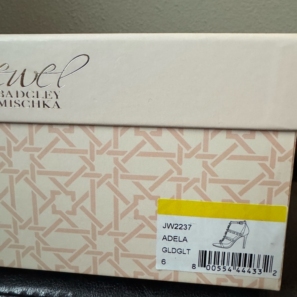 Badgley Mischka Adela Gold Strappy Heels Sz 6 - Picture 9 of 9